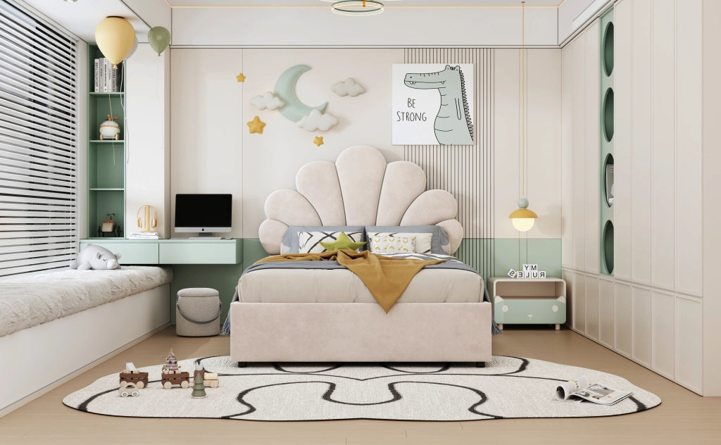 letto imbottito velluto beige 90 x 200 cm