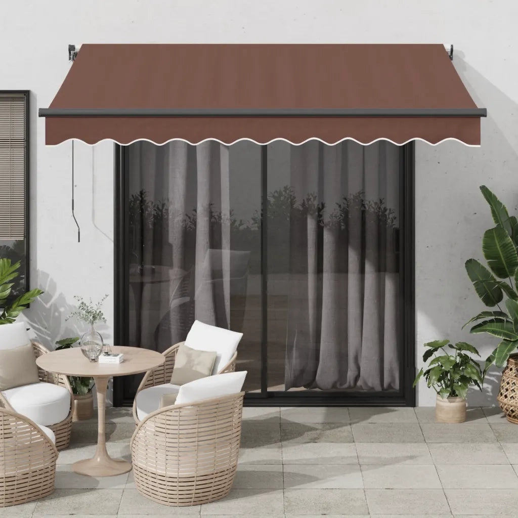 Tenda da Sole Retrattile Automatica con LED Marrone 350x250 cm 3310207