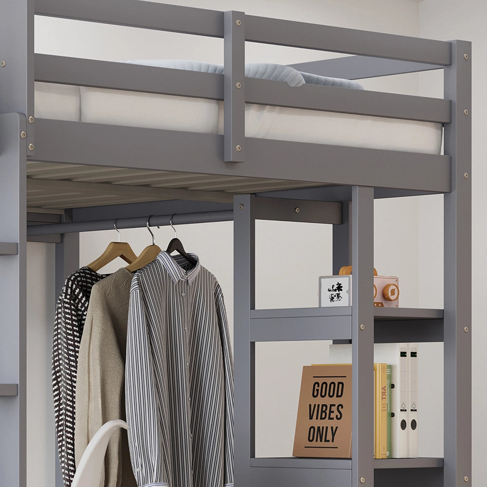 Letto a castello - Xylo - 140x200 cm scrivania grigio
