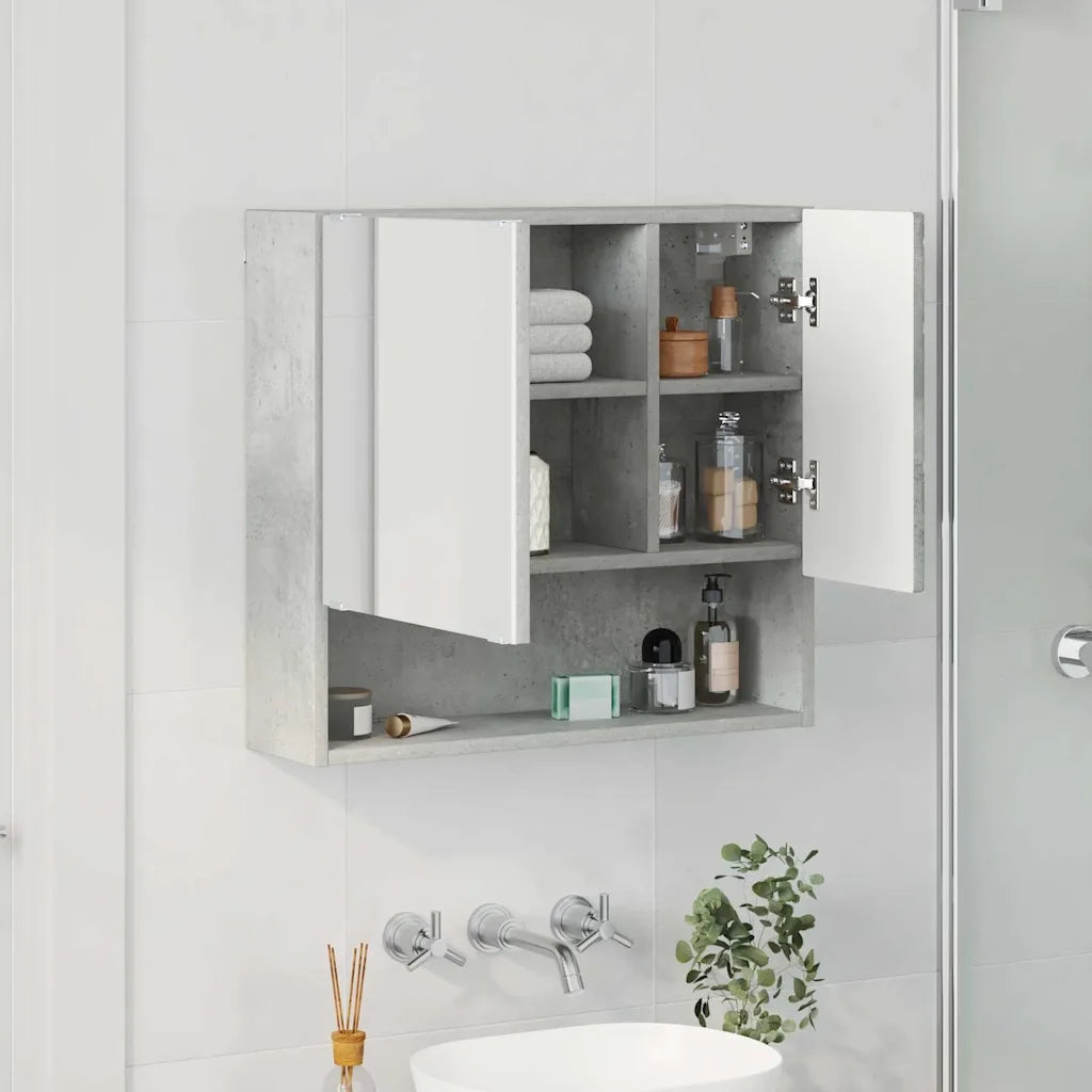 Mobiletto per specchio con porta Grigio cemento 59 x 17 x 55 cm 883367