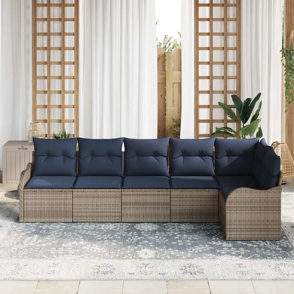 Set Divano da Giardino 6 pz Grigio polyrattan 3345725