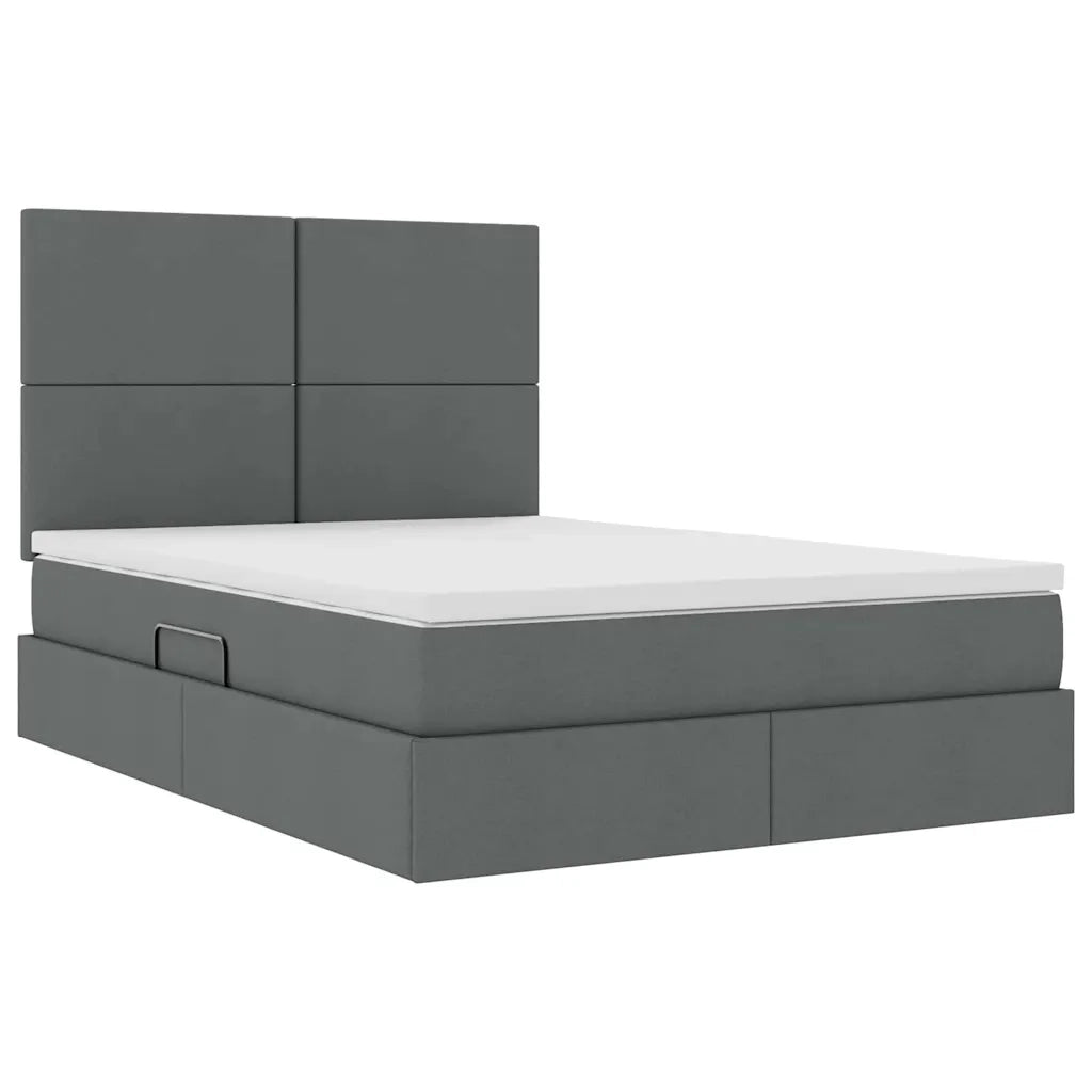 Letto con contenitore e materasso Grigio scuro 140 x 190 cm