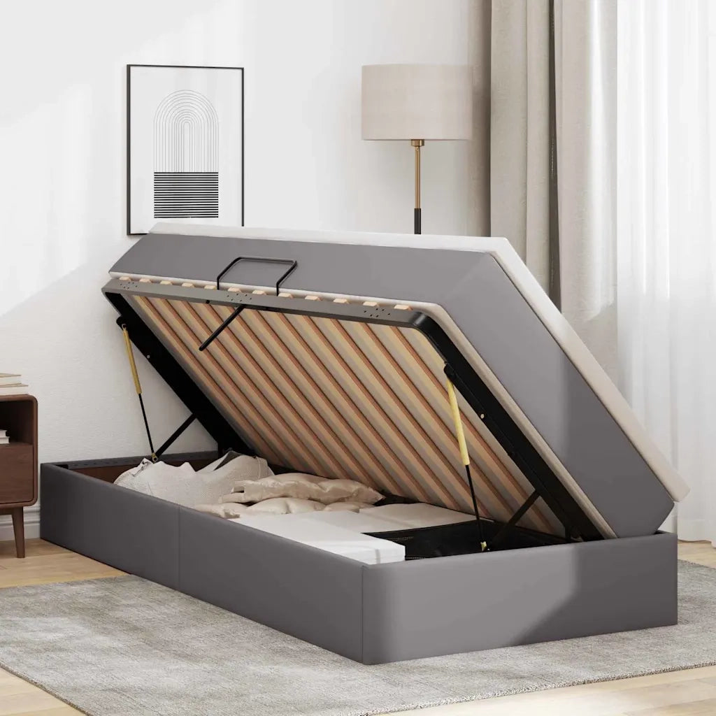 Letto con contenitore e materasso Grigio 100 x 200 cm 3370152
