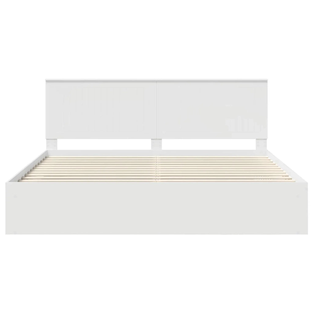 Struttura del letto-Giroletto-Rete del Letto Bianco 200 x 200 cm Pino massello 291644