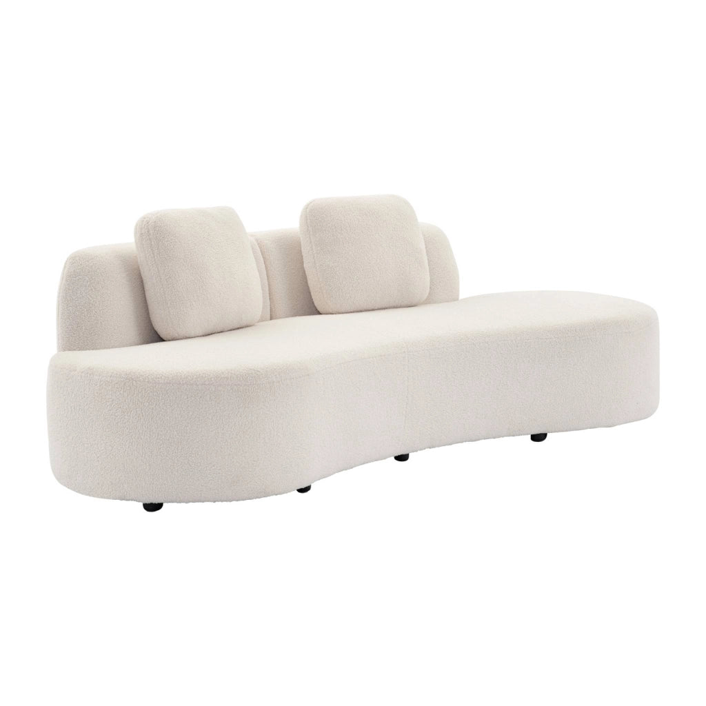 Divano virgola organico in bouclé, 3 posti, crema