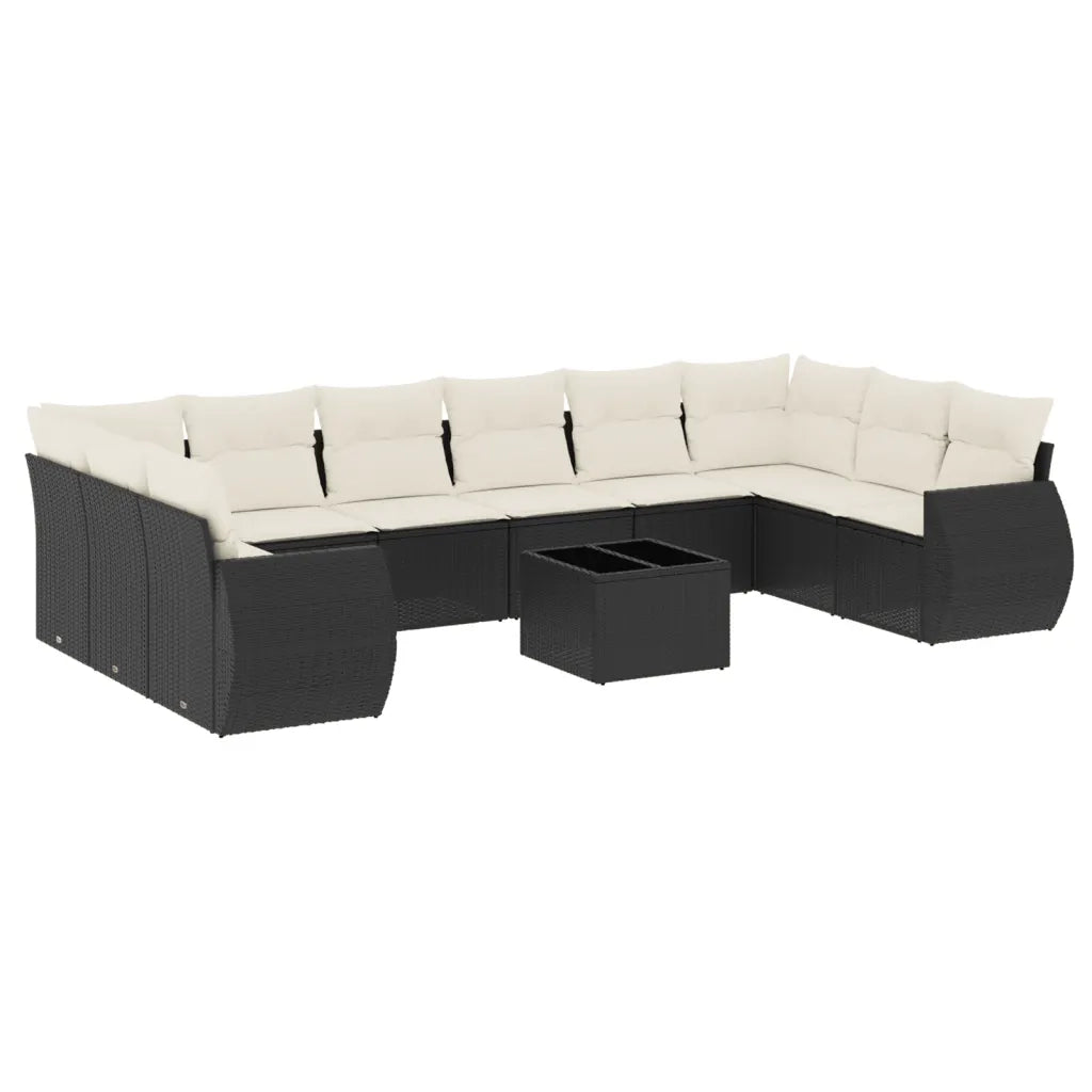 Set Divani da Giardino 11 pz con Cuscini in Polyrattan Nero 3254213