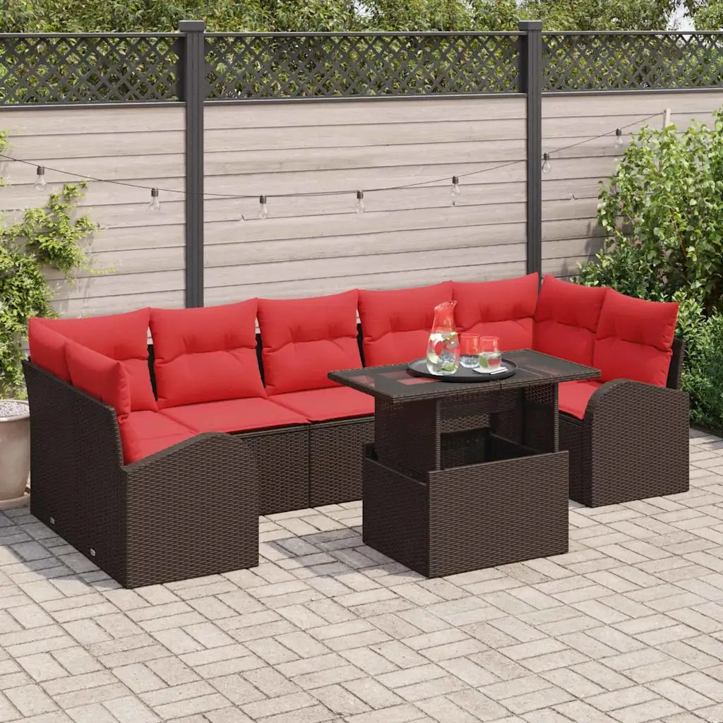 Set Divano da Giardino 8 pcs Marrone polyrattan 3348600
