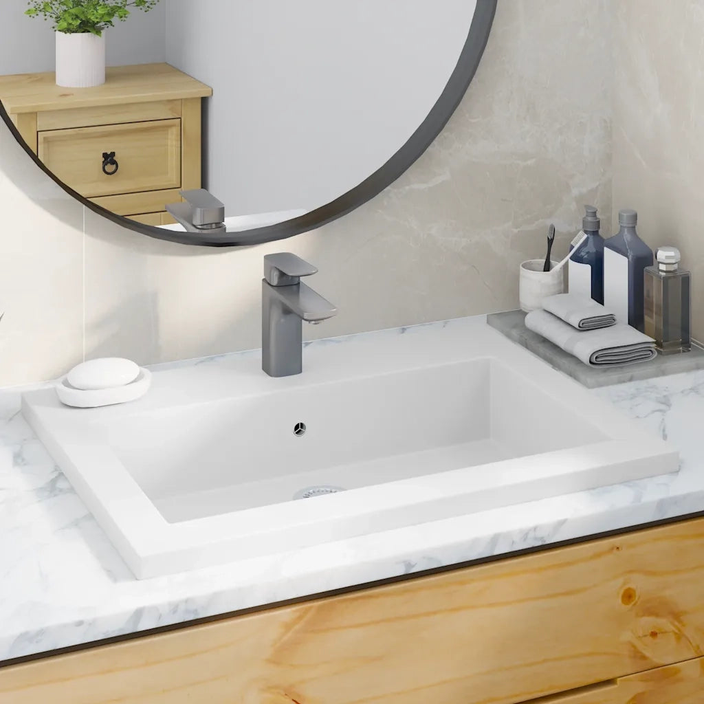 Lavandino in Granito 600x450x120 mm Bianco 142964