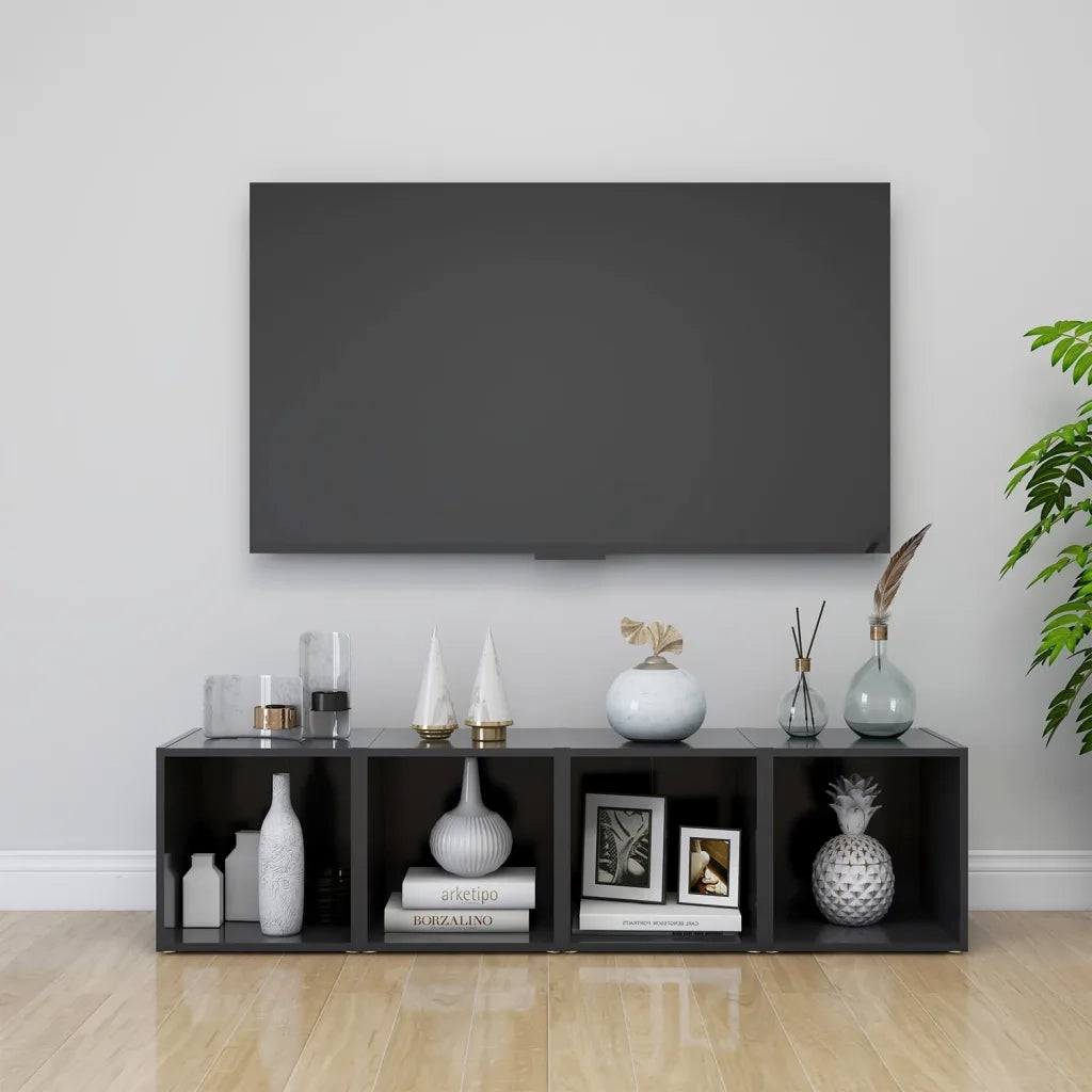 Mobili Porta TV 4 pz | Armadietto TV | Mobile Porta TV Grigi 37x35x37 cm in Legno Multistrato
