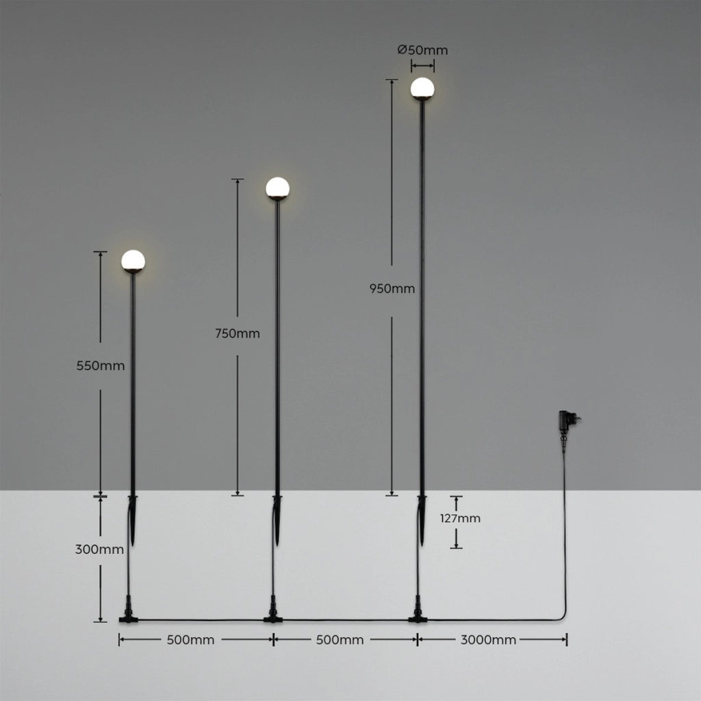 Lampada a picchetto nera 3 LED integrato SCOOP RL