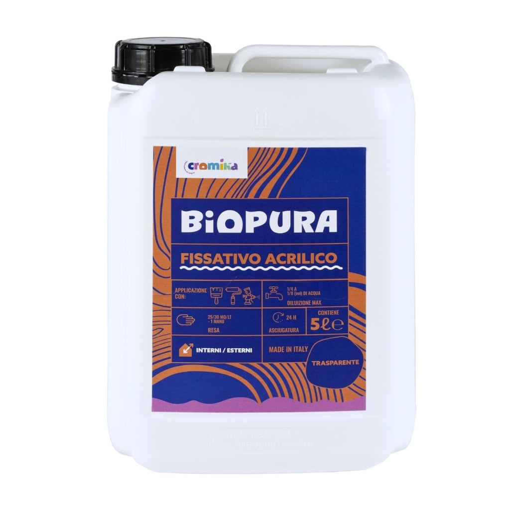 Fissativo isolante acrilico supporti assorbenti diluibile linea biopura cromika *** formato 5 lt, confezione 1