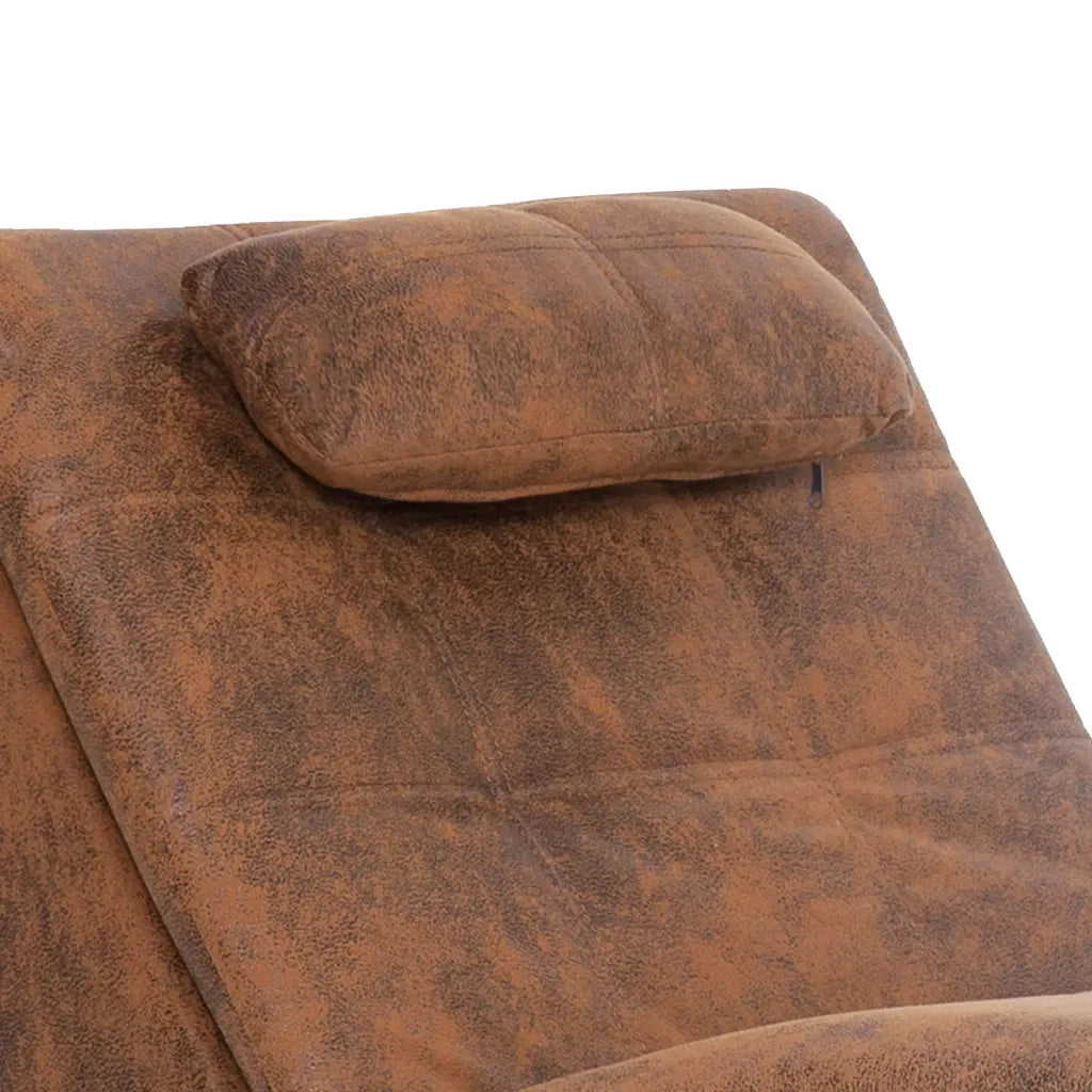 Sdraio Massaggiante con Cuscino Marrone Similpelle Scamosciata CFW7741602