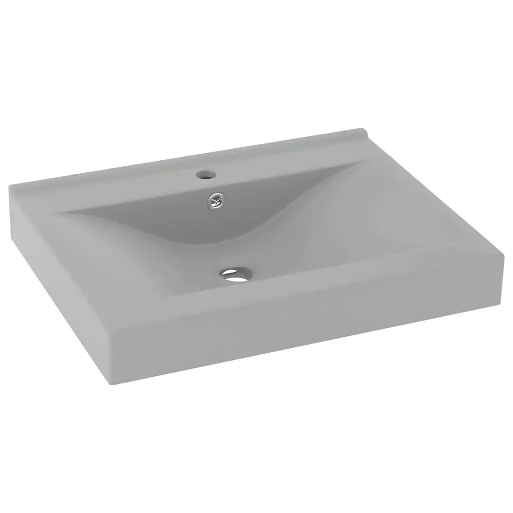 Lavabo con Foro Rubinetto Grigio Chiaro Opaco 60x46 cm Ceramica 147026
