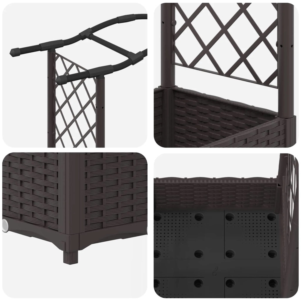Letto Rialzato con Griglia e Tetto Marrone 124 x 40 x 125 cm PP 42032503