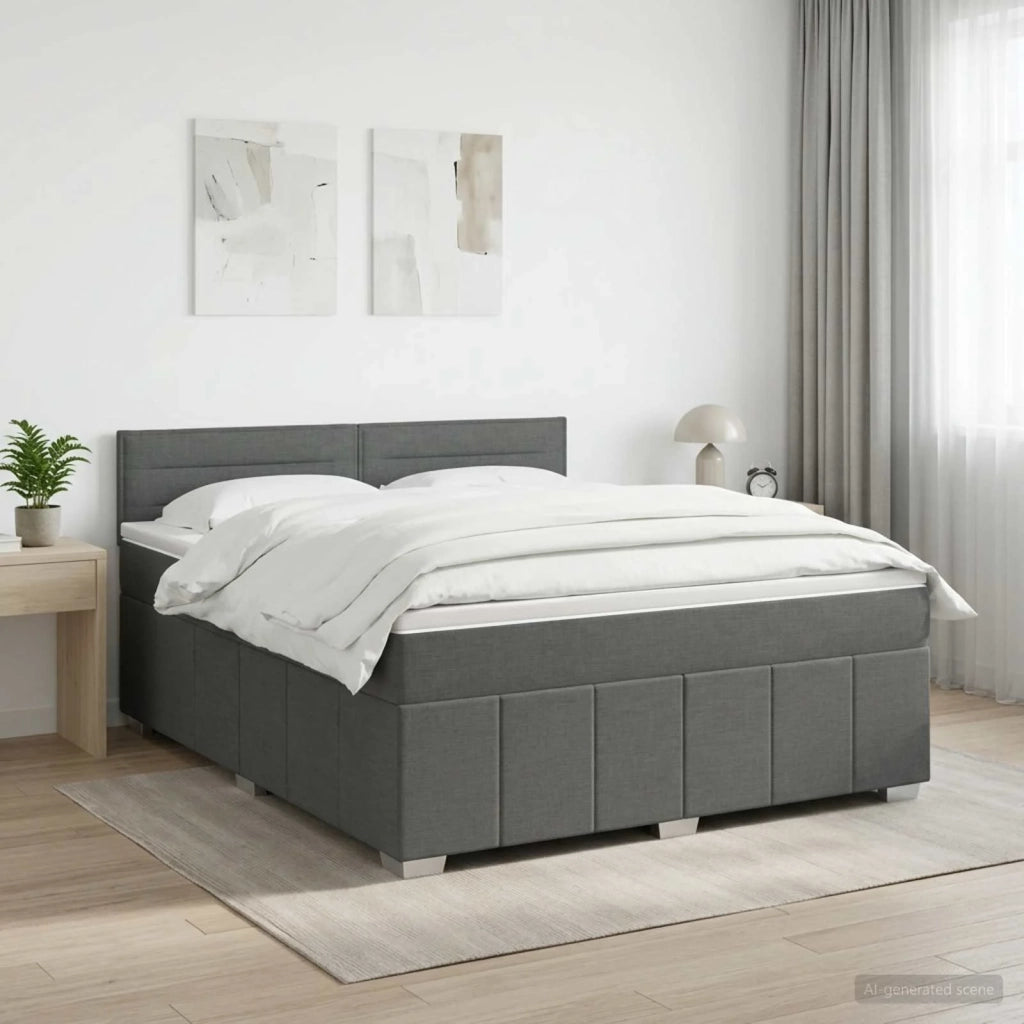 Letto box spring con materasso Grigio Scuro 140 x 200 cm 3451221