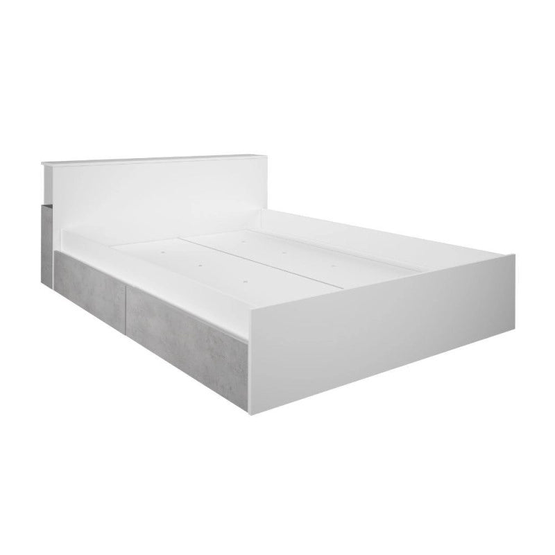 Letto contenitore 1566 alla francese con 4 cassettoni e comodini estraibili colore bianco e cemento