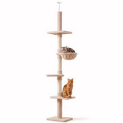 Tiragraffi per Gatto a Soffitto con Amaca ¨C Minimal ¨C 40x34x230-260cm Beige