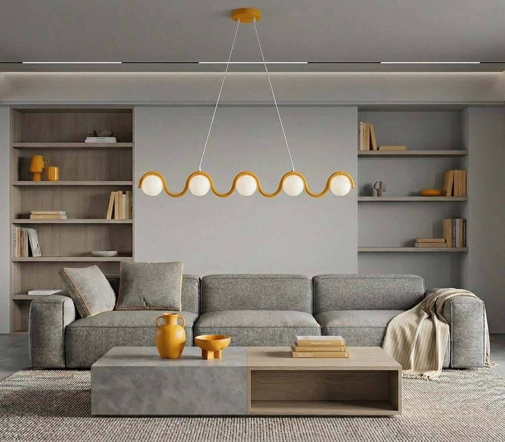 Lampada sospesa SINUS ondulata 5xG9 arancio-bianca