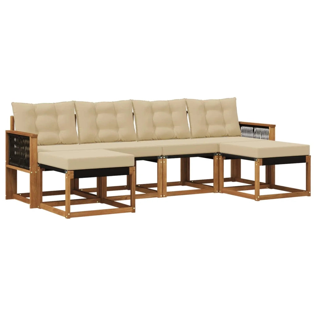 Set di divani da esterno con cuscino 6 pcs Naturale e Beige 3382129