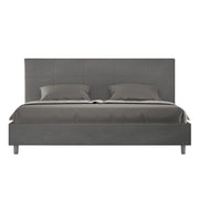BS COM Letto matrimoniale king size con rete imbottito 180x200 microfibra grigio