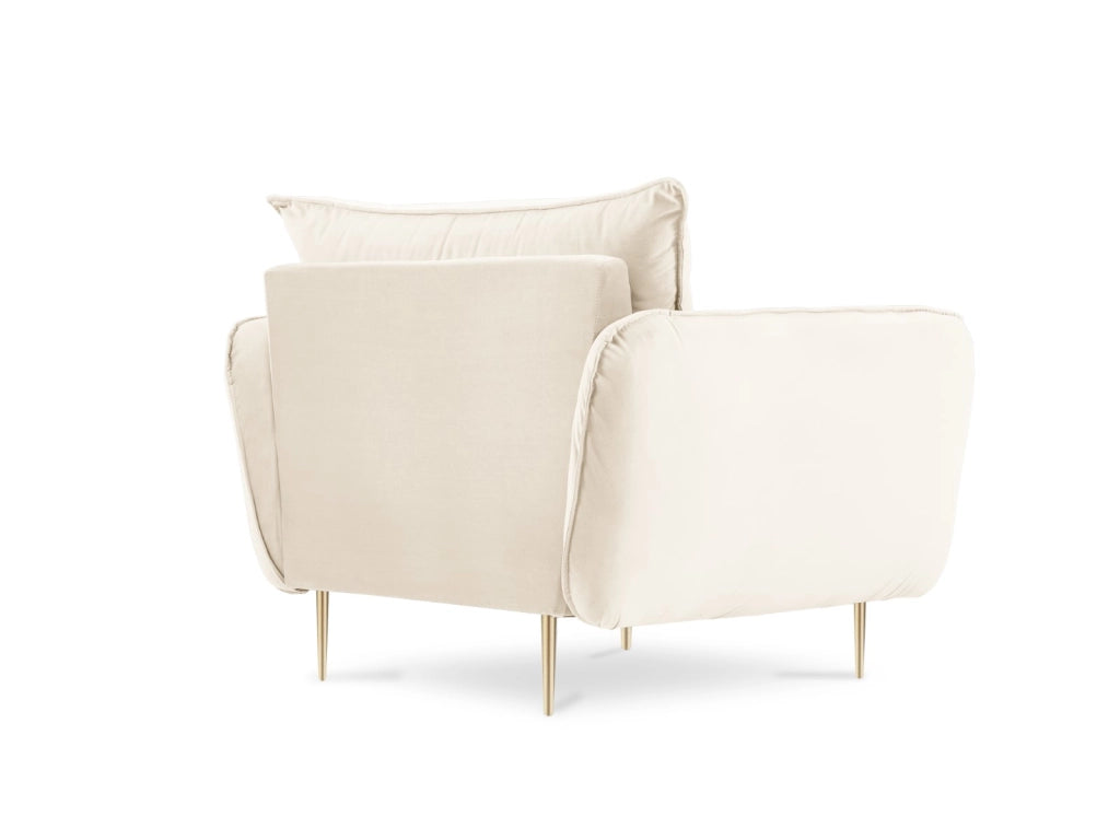 Cosmopolitan Design - Poltrona "Vienna" in velluto beige chiaro 