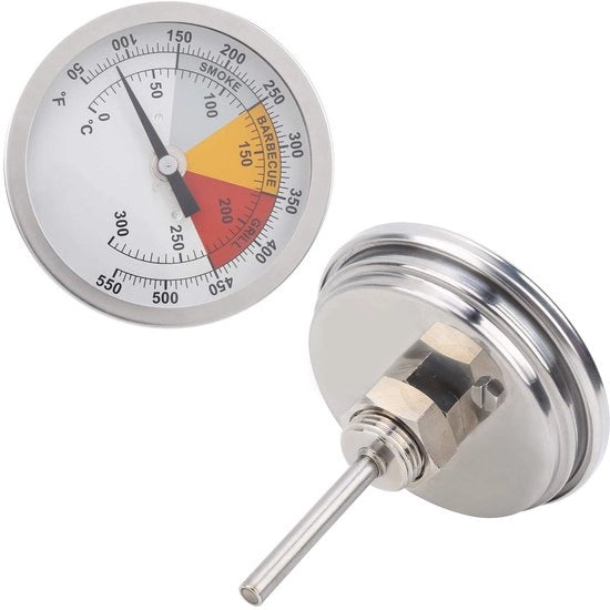 Termometro per Griglia in Acciaio Inossidabile - Temperatura 0-300℃ - Installazione con Flessibile NPT 1/2 pollici