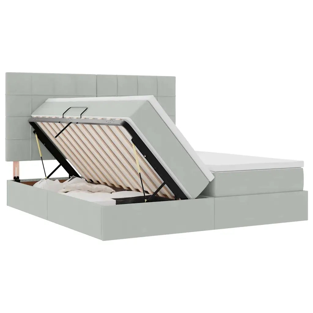 Letto con Contenitore Grigio chiaro 200 x 200 cm Velluto