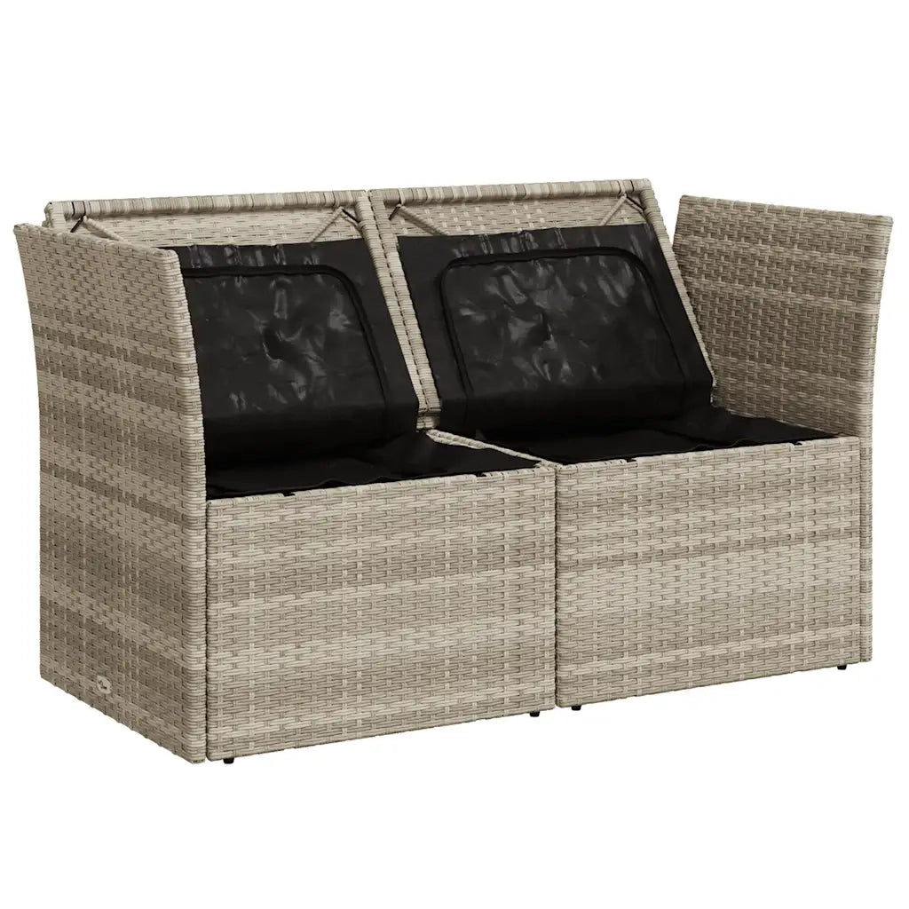 Divano da Giardino con Cuscini 2 Posti Grigio Chiaro Polyrattan 366192