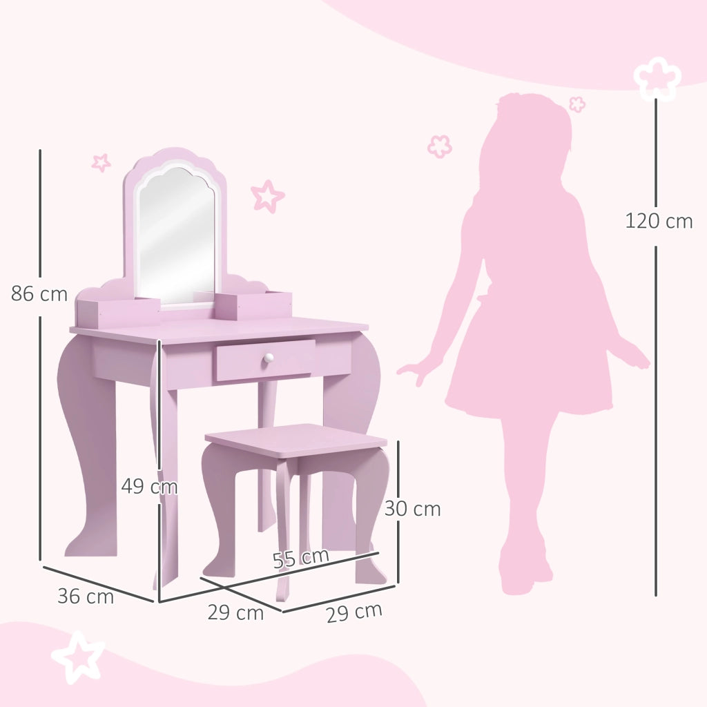 Scrivania con specchio e cassetti per bambini ¨C Minimal ¨C rosa
