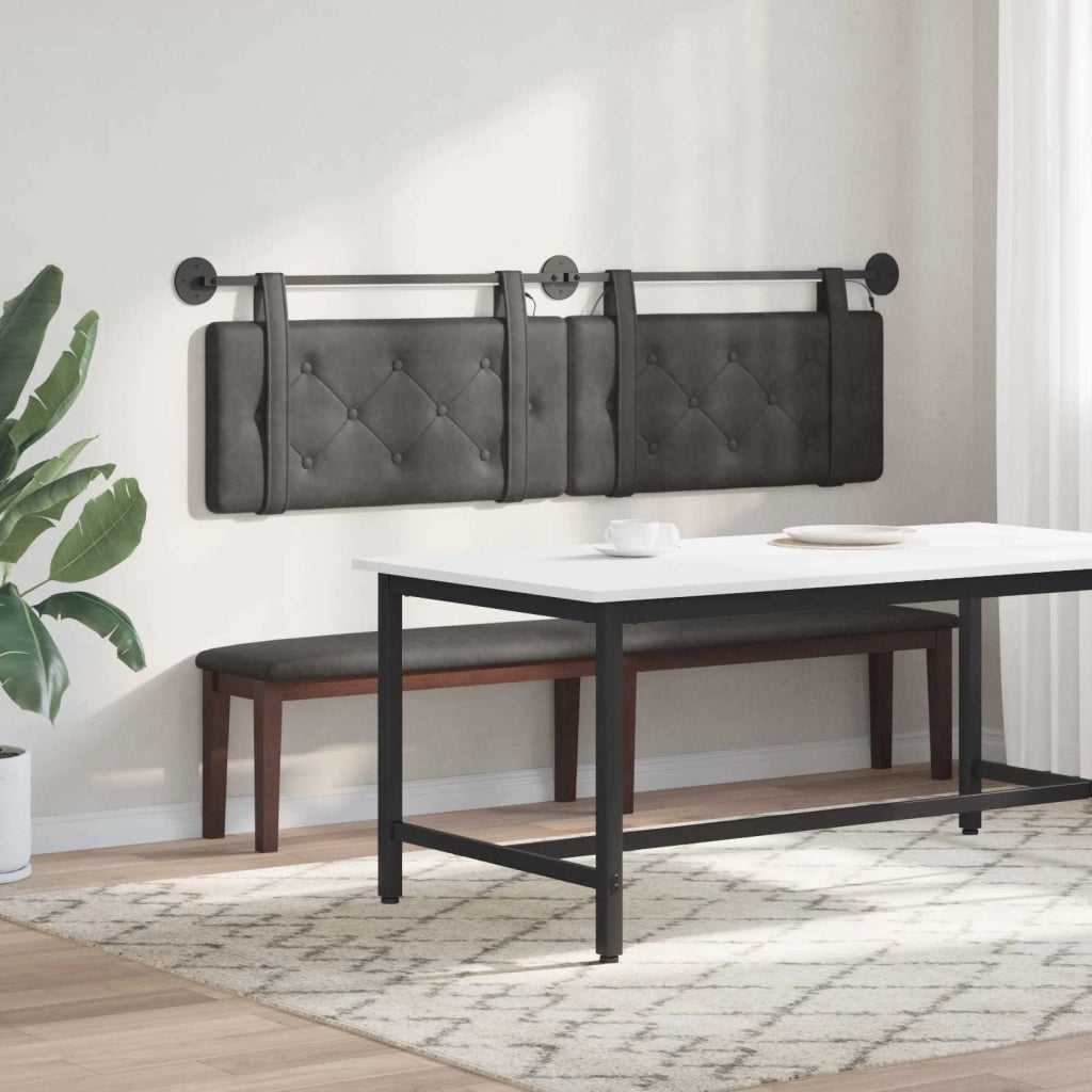 Testiera sospesa Con luce LED Nero PU Antico 3424241