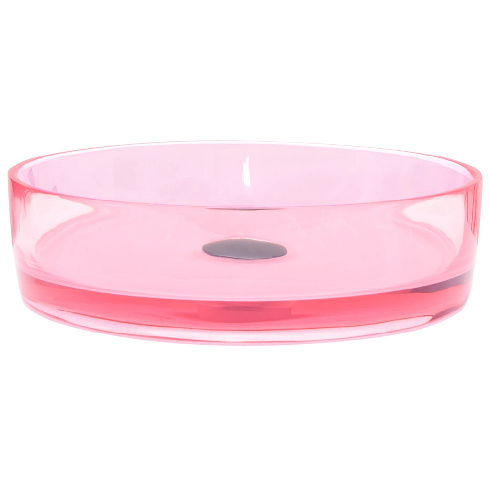 Lavabo rotondo Superficie solida semitrasparente 36 cm rosa bagno lavandino