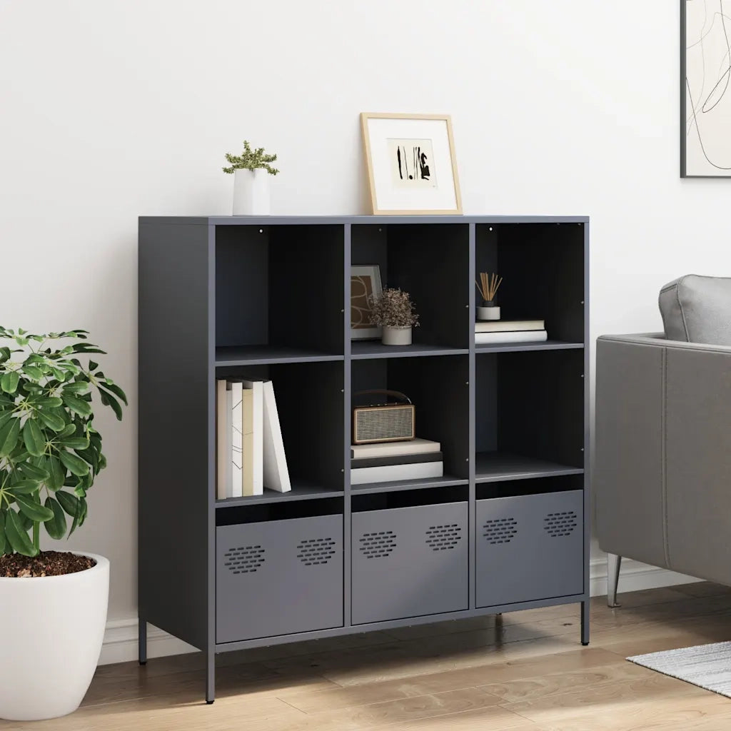 Credenza Antracite 101,5x39x103,5 cm Acciaio