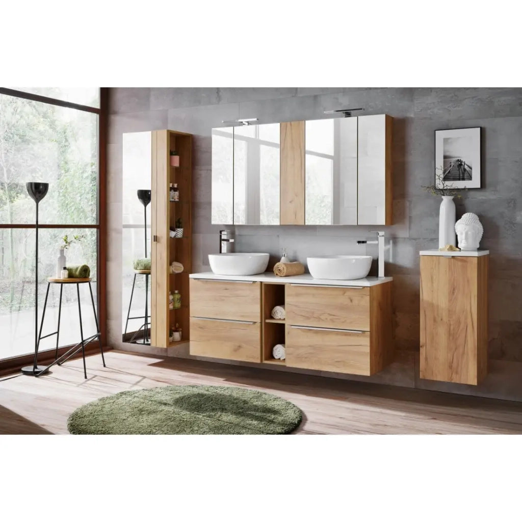 Accessorio da parete NALYA 57 cm – Rovere chiaro – Complemento sospeso per mobile lavabo