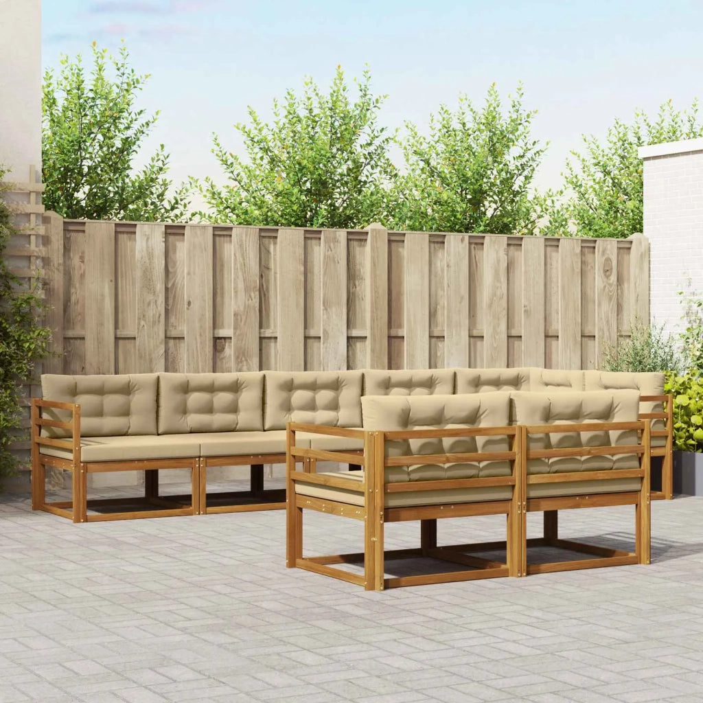 Set di divani da esterno con cuscino 8 pcs Naturale e Beige 3367741