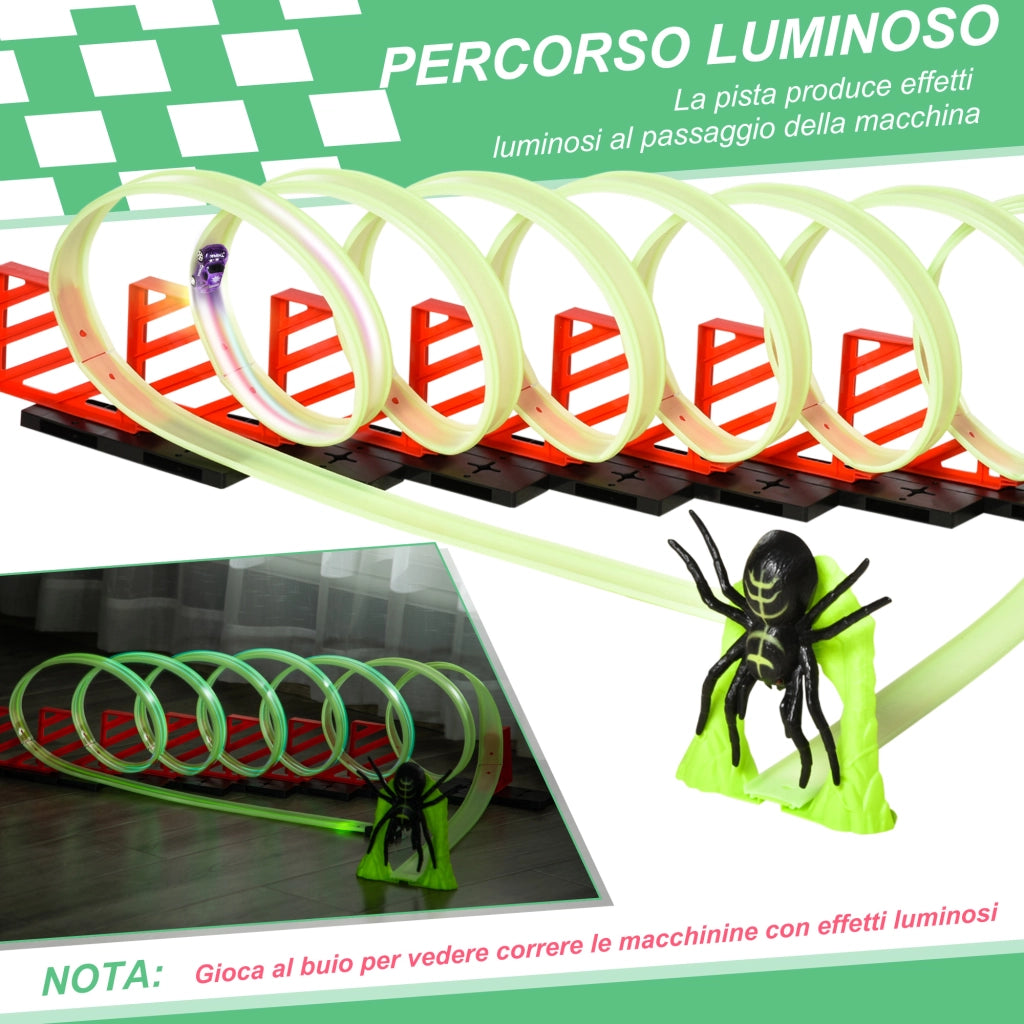 Pista Macchinine con Luci LED ¨C Xylo ¨C Verde e Rosso, con Auto Inclusa