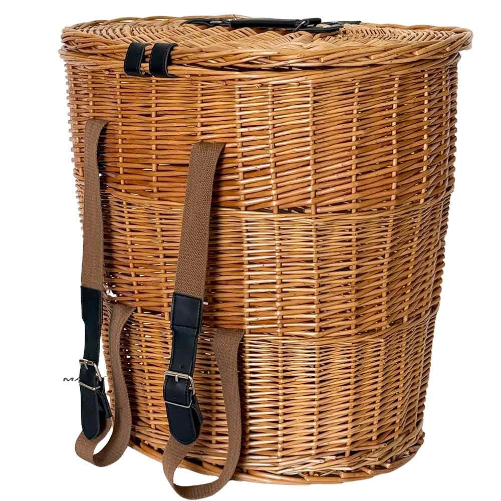 Cesto Gerla in Vimini con Coperchio e Tracolle a spalla  42 cm x 30 cm h 40