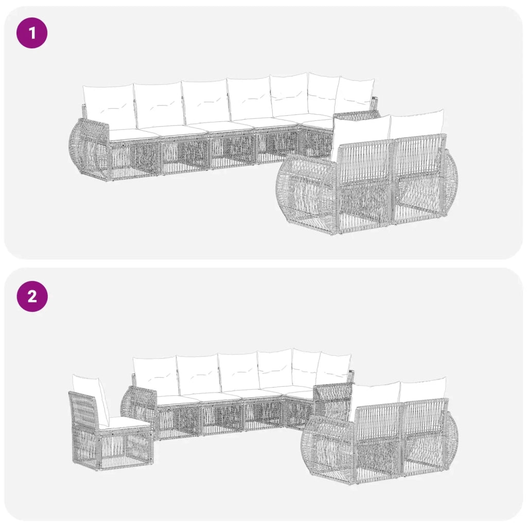 Set Divano da Giardino 8 pz Grigio e Grigio Scuro polyrattan 3435479