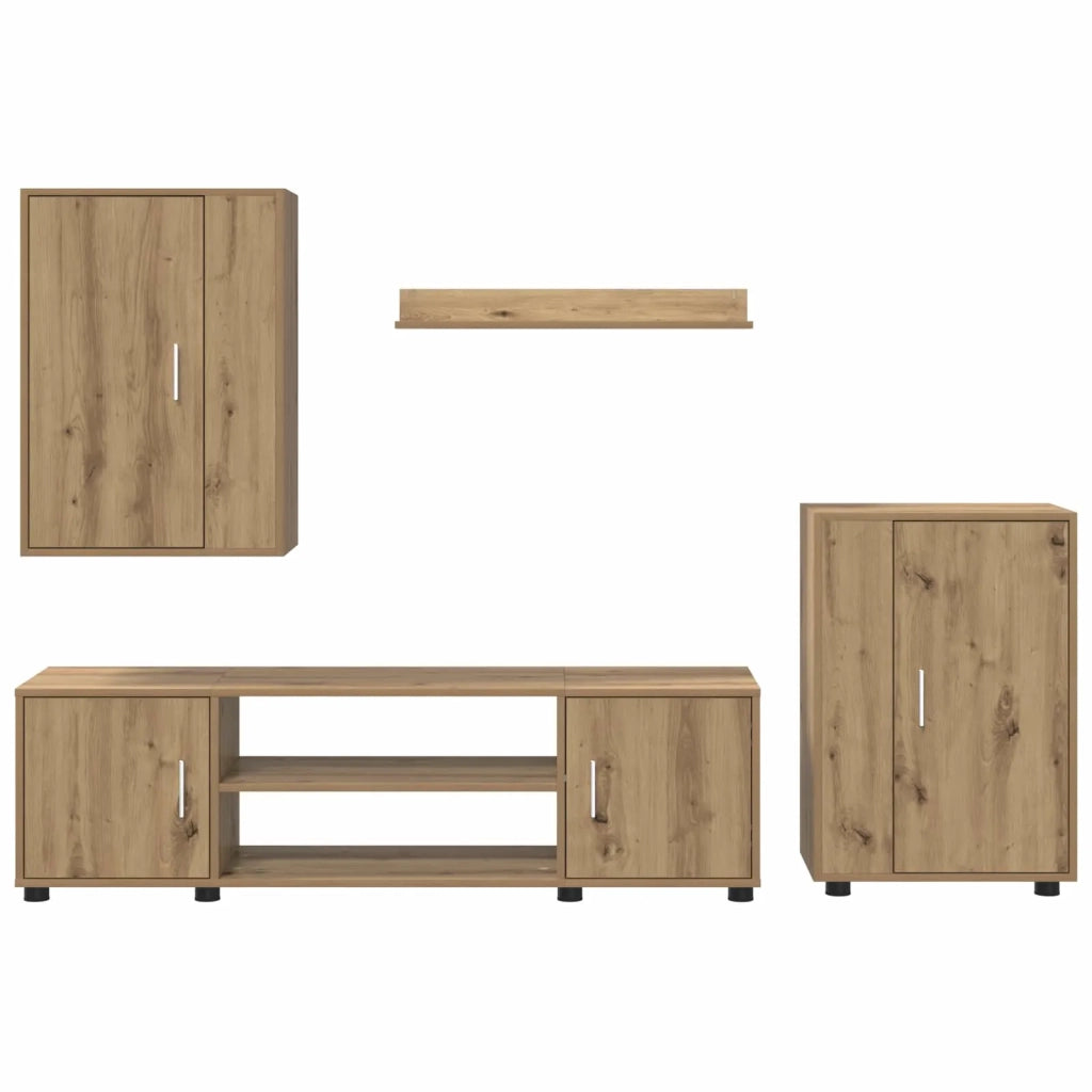Set mobile TV 4 pcs Rovere artigianale Legno multistrato 3397903