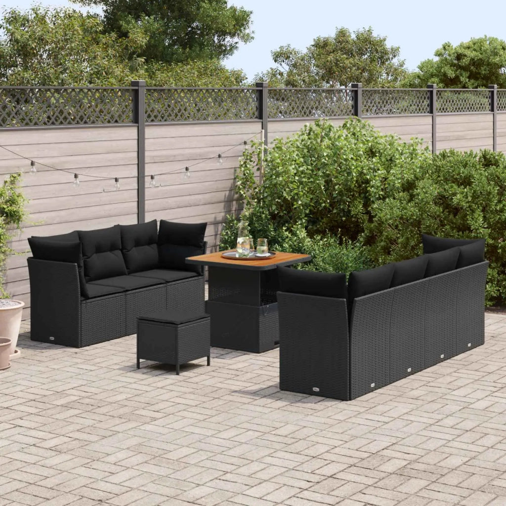 Set Divano da Giardino con cuscino 10 pcs Nero 3363394