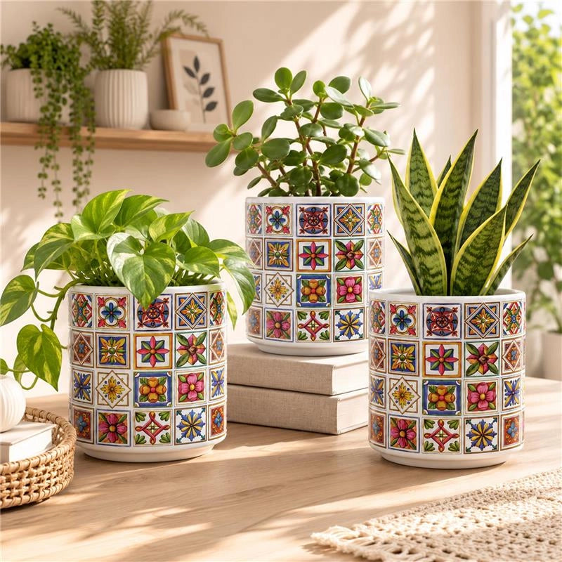 VASO IN CERAMICA CON RIQUADRI DIMENSIONI 15X15H CM