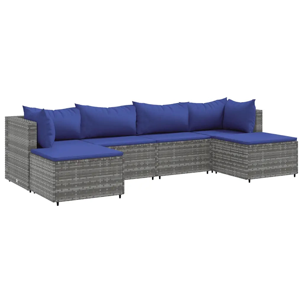 Set Divani da Giardino 6 pz con Cuscini in Polyrattan Grigio 3308247