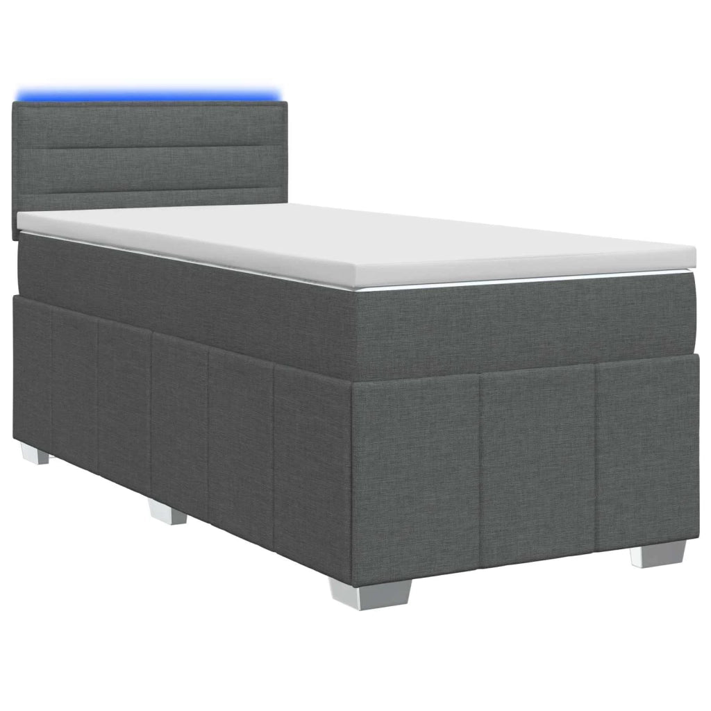 Letto con Box Spring, Materasso e LED Grigio Scuro 90 x 190 cm 3452769