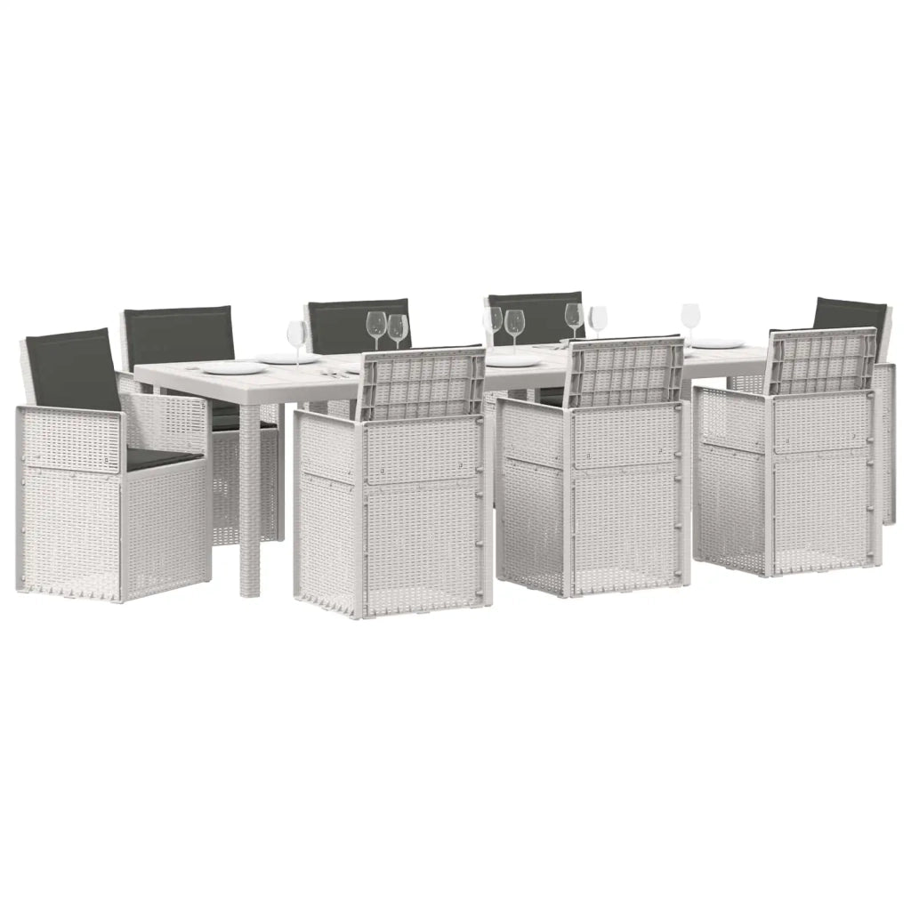 Set da Pranzo per Giardino 9 pcs Bianco e Antracite PP 3430096