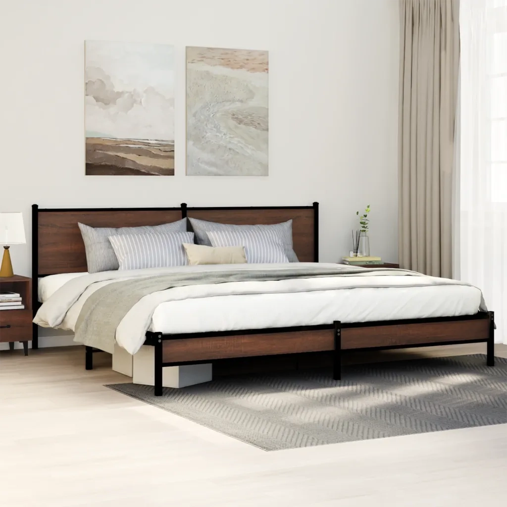 Giroletto senza Materaso in Metallo Rovere Marrone 193x203 cm