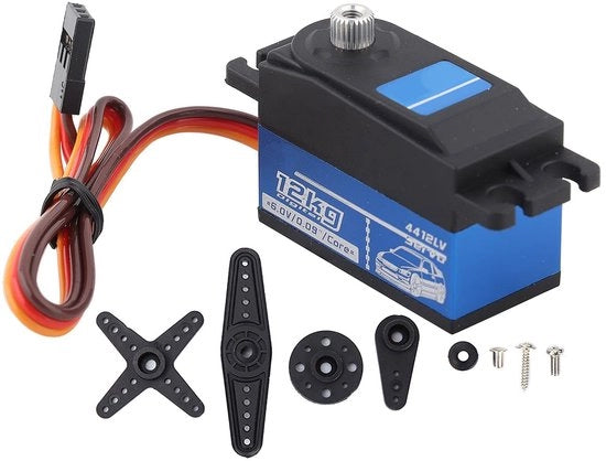 Servo Digitale 12KG Profilo Basso - Cinghie Metallici - Ingombro Alto - Per 1:10 Auto RC - Facile da Installare - Qualità Eccellente