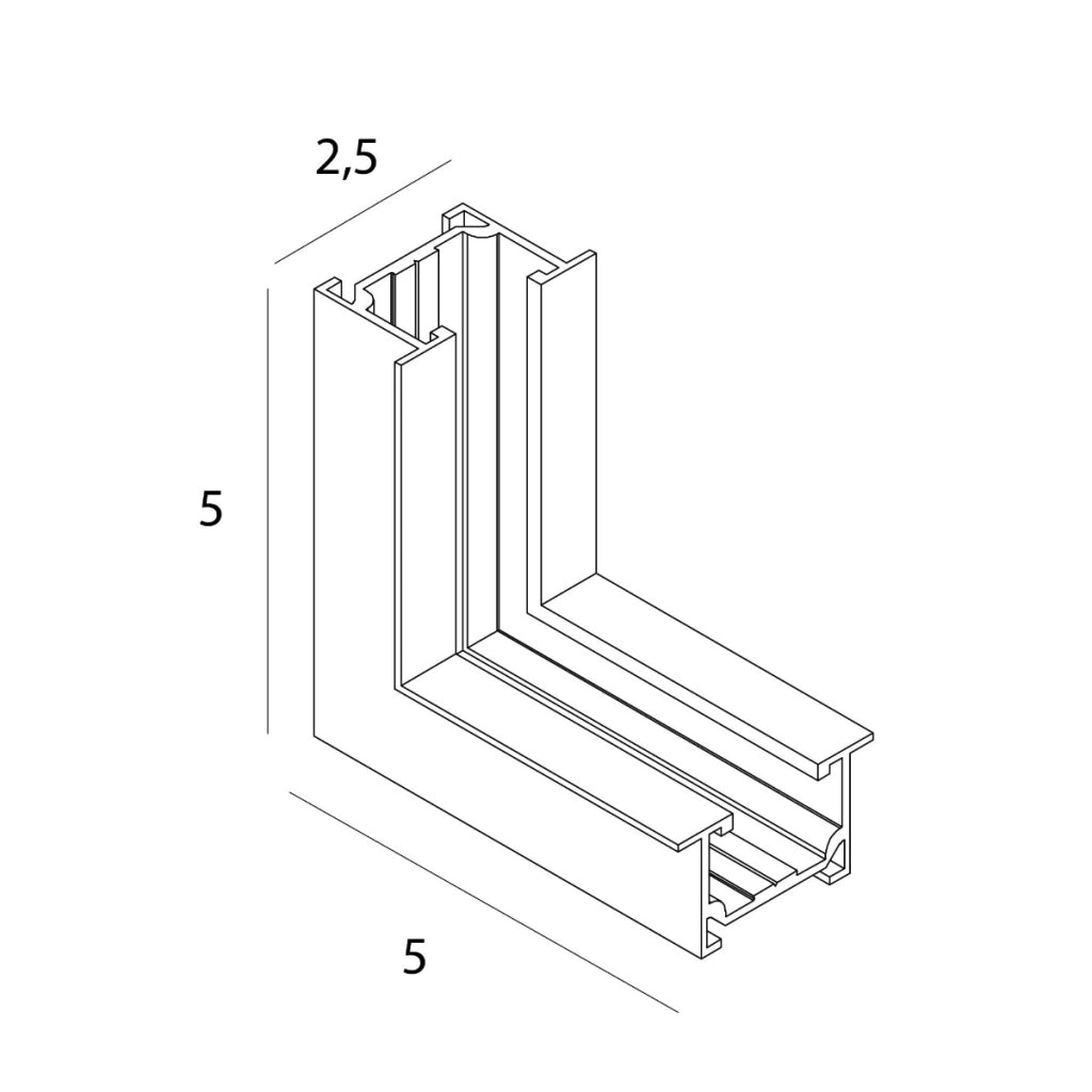 Staffa angolare parete/soffitto nera per binari NT0011/NT0012