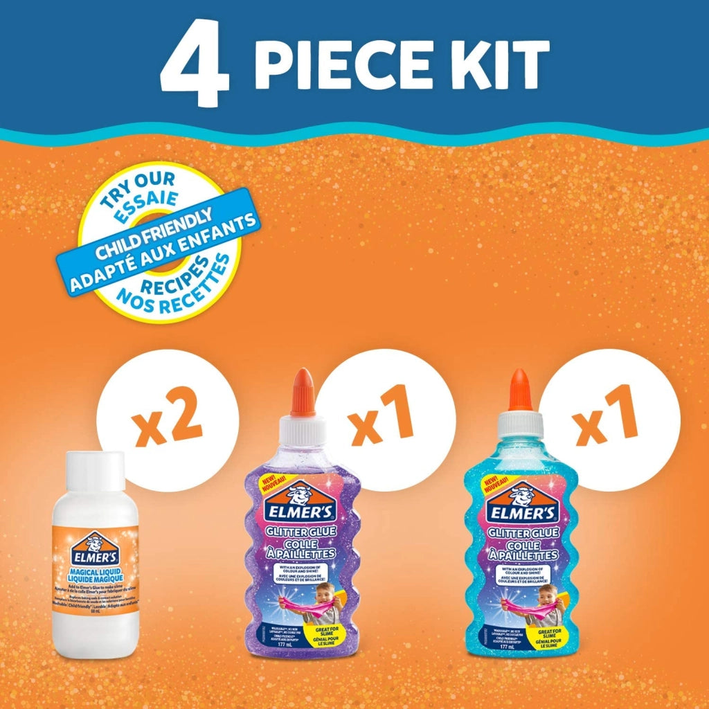 ELMER'S GLITTER SLIME KIT CON COLLA GLITTERATA VIOLA E BLU