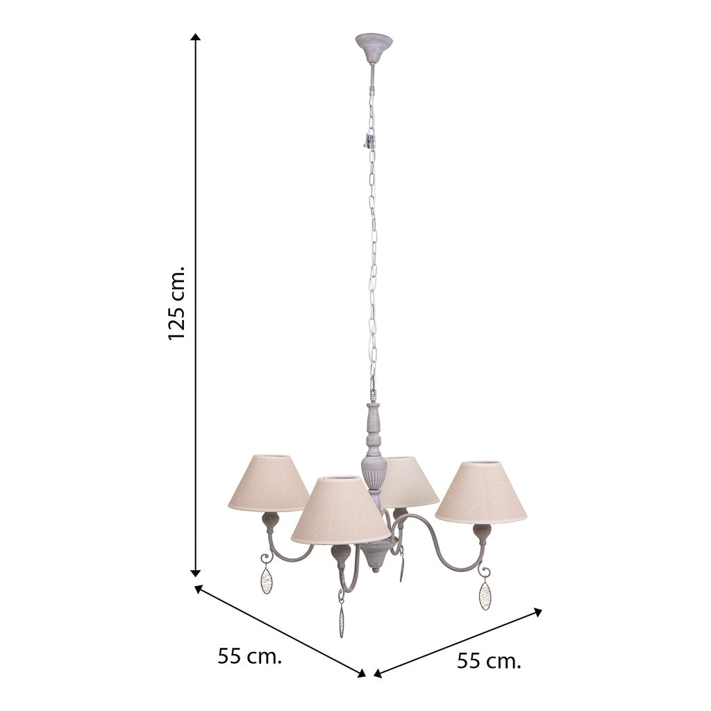 Lampada a sospensione grigia 55x55x125h