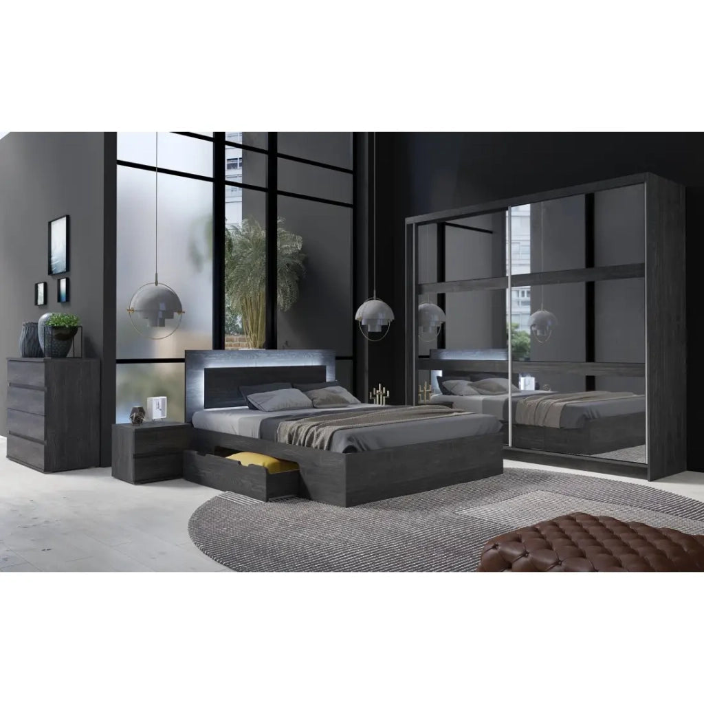 Set di 2 comodini VELTIS – 2 cassetti – L46 x A43 cm – Colore frassino nero