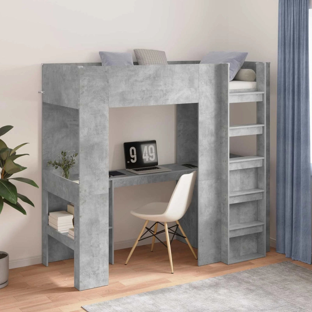 Struttura letto a castello con scrivania Grigio cemento